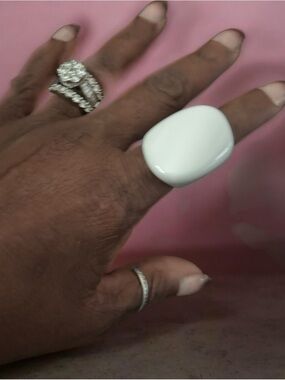 White Statement Resin Dome Ring - Women Jewelry